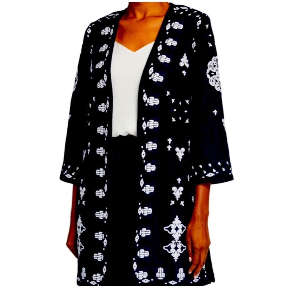 Kobi Halperin Midnight Blue Aster Embroidered Coat
